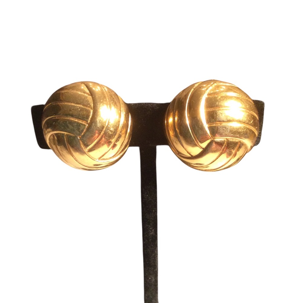 Monet Vintage Gold Knot Clip-On Earrings Statement Jewelry